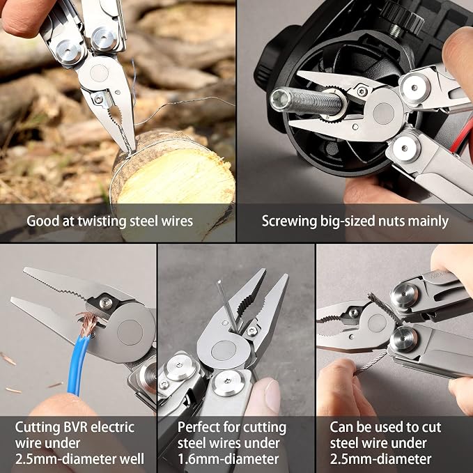 NexTool Flagship Pro Multitool Pliers with Full-size Scissors (Silver) | 16-in-1 Multi-tool, Safety Locking, Replaceable YG8 wire cutters, Tool for Camping, Survival, Fishing, Repair, Gifts for Men
