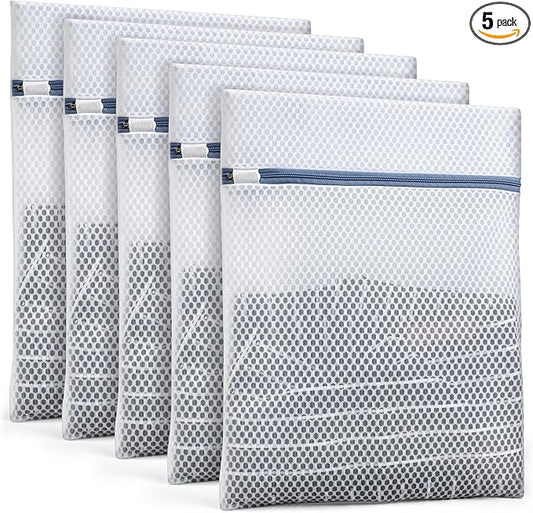Heavy-Duty Honeycomb Mesh Laundry Bags 5-Pack (16x20 Inch) | Delicates Protector for Lingerie & Baby Clothes