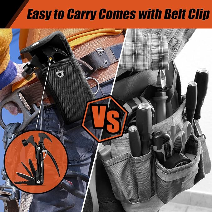Gifts for Men 12 in 1 Hammer Multitool, Cool Gadgets for Husband | Stocking Stuffers for Men, Hunting Anniversary Birthday Gifts for Him Who Wants Nothing, Camping Essentials Survival Gear