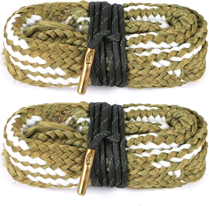 2Pack/3Pack Bore Rope Brush Gun Cleaner Cleaning Snakes, Barrel Snake for 5.56mm/.223/.22/9mm/Cal .380/12 GA/. 30 Cal/.308/.44 Cal. Rifle Shotgun Gun Cleaning(Choose Your Cal)