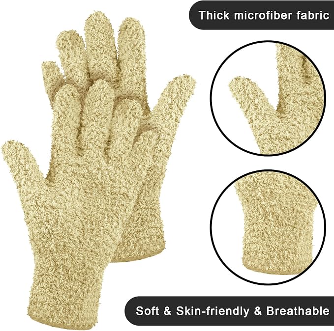 Patelai 3 Pairs Microfiber Plant Dusting Gloves Leaf Cleaning Gloves for Indoor Plants, Blinds, Furniture, House (Pink,Nude,Light Purple,Small)