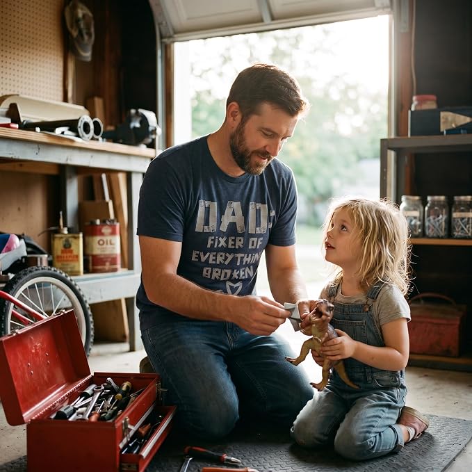 Funny Garage Dad T Shirts Mechanic Tees for Handy Dads that Can Fix It | Not a Drill, Still Plays with Blocks, Dad Tools, and More, Funny T Shirts, Dad Joke Apparel for Men, Cool Mechanic Short