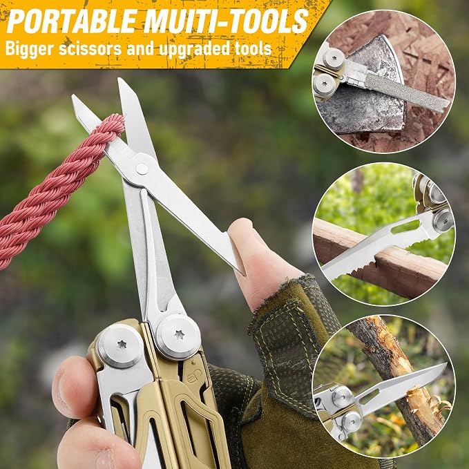 BIBURY 31-in-1 Multitool Pliers Pro,EDC Pocket Knife & Screwdriver-BI2045 | Stainless Steel Multi Tool with Replaceable Wire Cutters, Saw, Large Scissors, Ideal for Camping,Survival,Repair