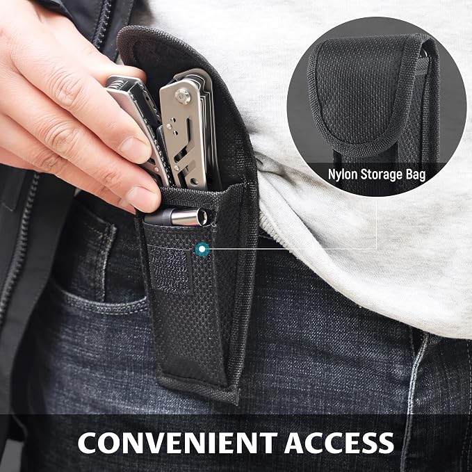 Leopcito 14-In-1 EDC Multitool Pliers, Stainless Steel Multi Pliers, Pocket Knife, Bottle Opener, Screwdriver with Pouch for Survival and Camping