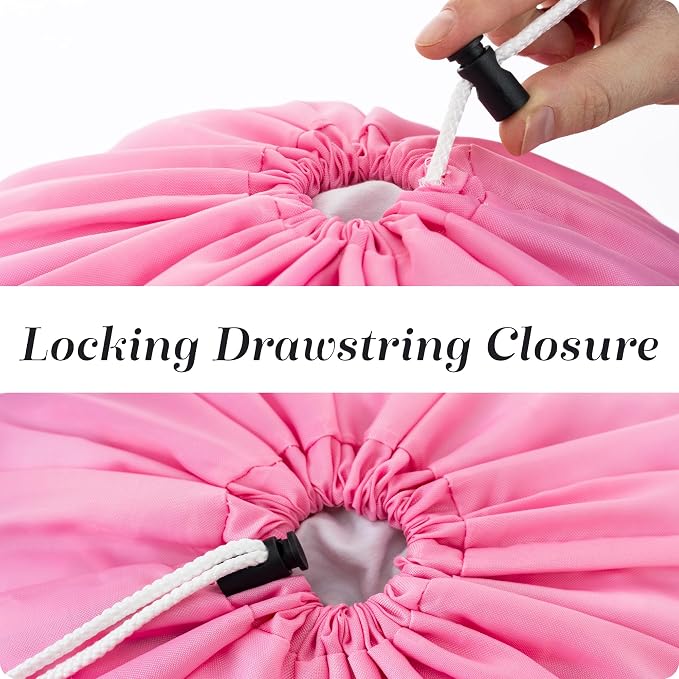 Nylon XL Laundry Bag - Locking Drawstring Closure and Machine Washable. These Large Bags will Fit a Laundry Basket or Hamper and Strong Enough to Carry up to Three Loads of Clothes (Pink 22" x 32") | 22"x32" XL Nylon Laundry Bag, Locking Drawstring, Ma...