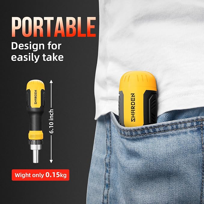 26-in-1 Ratcheting Screwdriver Set Multi Screwdriver Tool Kit | All in 1 Ratchet Screwdriver, 12 Double Ended CRV Bits Phillips Slotted Torx Hex, Portable Tool for Home Bike Computer Repair