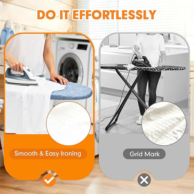 Ironing Board Cover and Pad, 21x57 Extra Large Thick Iron Padding, Scorch & Stain Resistant Ironing board cover, Heavy Duty Iron Board Padded with Adjustable Fasteners Durable Elastic Edge, Sky Blue