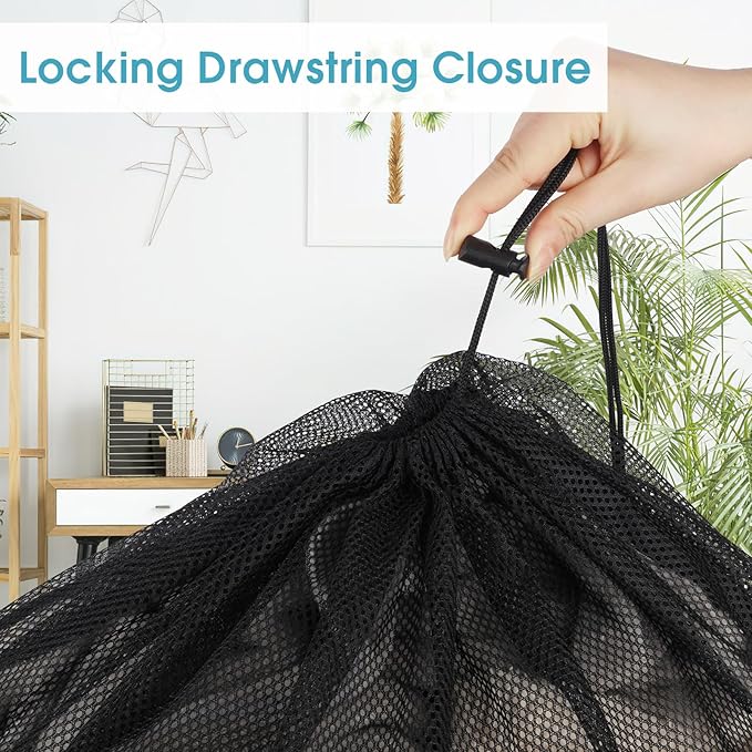 2 Pack Mesh Laundry Bags 23x34 Inch Drawstring Locking for Travel Home | Mesh bags with locking drawstring, Tear-resistant for blankets & towels, Lightweight foldable for travel/dorm