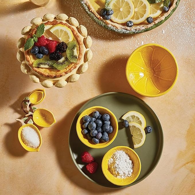 47th & Main Measuring Spoons - Ceramic Lemon Shaped Teaspoons Kitchen Essentials Gift Set, 4-Piece, Yellow