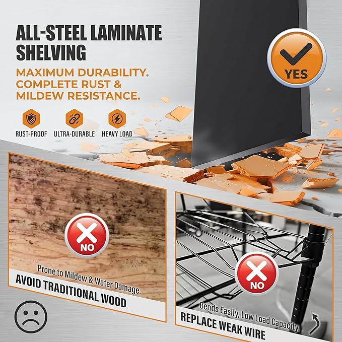 Garage Shelving, Heavy Duty Adjustable Boltless Metal Storage Shelving Units