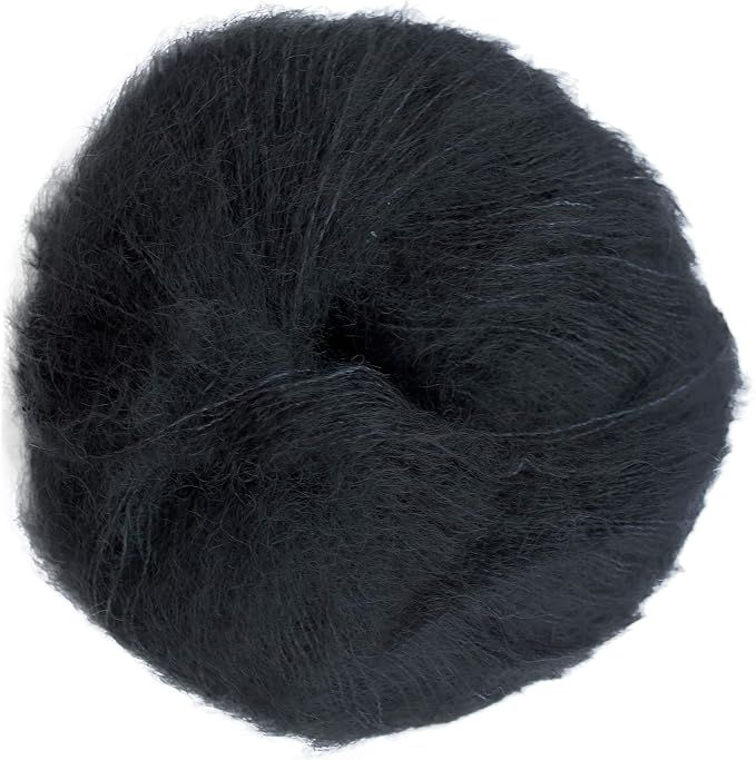Mohair and Silk Yarn Drops Kid-Silk, 0 or Lace, 2 Ply, 0.9 oz 230 Yards per Ball (02 Black)