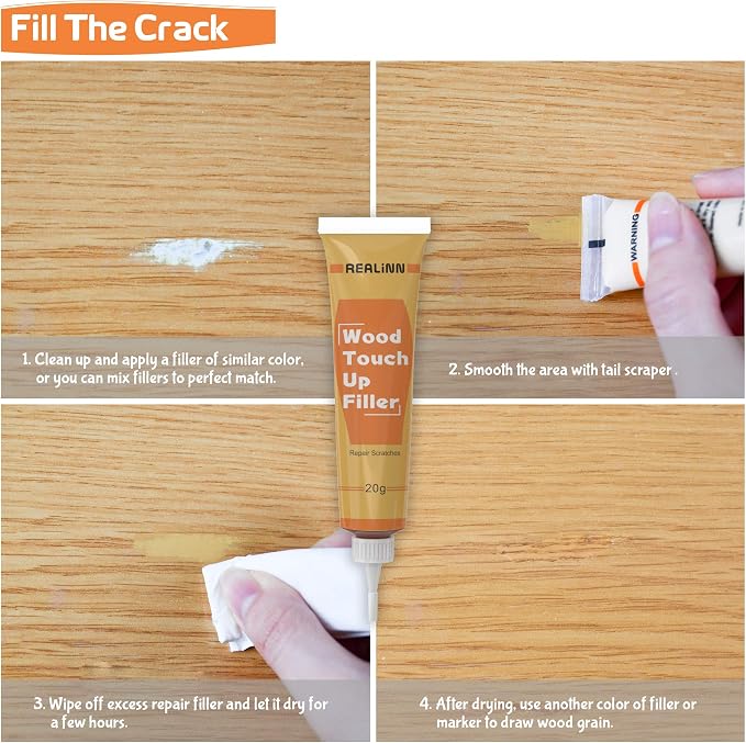 Wood Furniture Repair Kit- Set of 28 - Touch Up Markers | Fillers with Wood Putty - Repair Scratch, Cracks, Hole, Discoloration for Wooden Door, Floor, Table, Cabinet