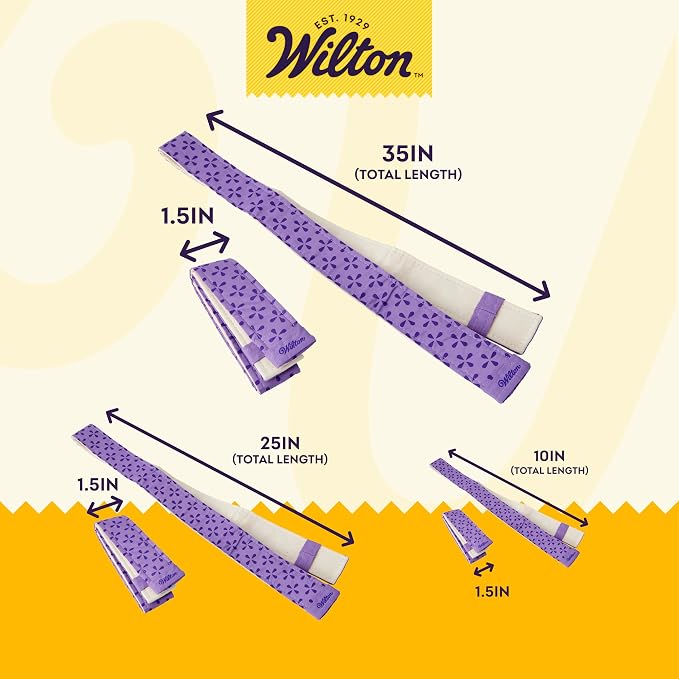 Wilton Bake-Even Cake Pan Strips - Use Cake Strips on Baking Pans for Evenly Baked Cakes, 6-Piece Set, (2) 35 x 1.5-Inch, (2) 25 x 1.5-Inch and (2) 10 x 1.5-Inch