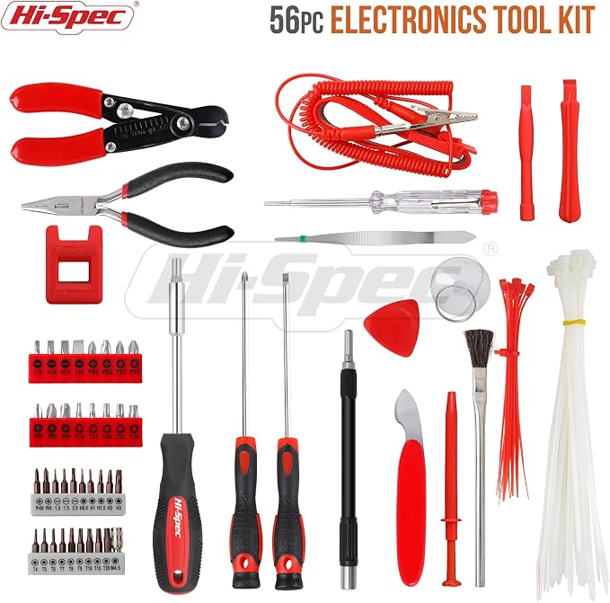 Hi-Spec Electronics Repair & Opening Tool Kit for Laptops Devices Computers | 56pc, everyday fixes made easier, organized portable storage, beginner-friendly selection, apartment and office tasks, tidy
