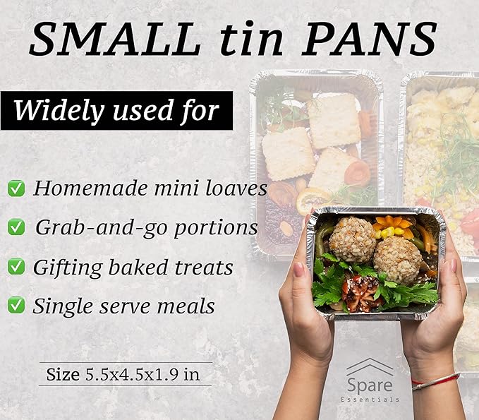 55 Pack - Aluminum Pan/Containers with Lids/Foil Containers/Aluminum Pans with Lids/Take Out Containers/Disposable Pans/Aluminum Foil Food Containers/Freezer Meals containers (1 LB)