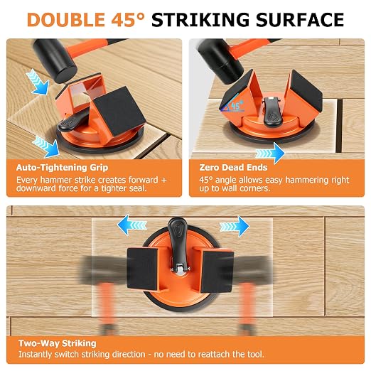 Floor Gap Fixer Tool Heavy Duty Suction Cup for Laminate Vinyl LVP Wood Flooring Gap Repair Kit with Plank Grabber