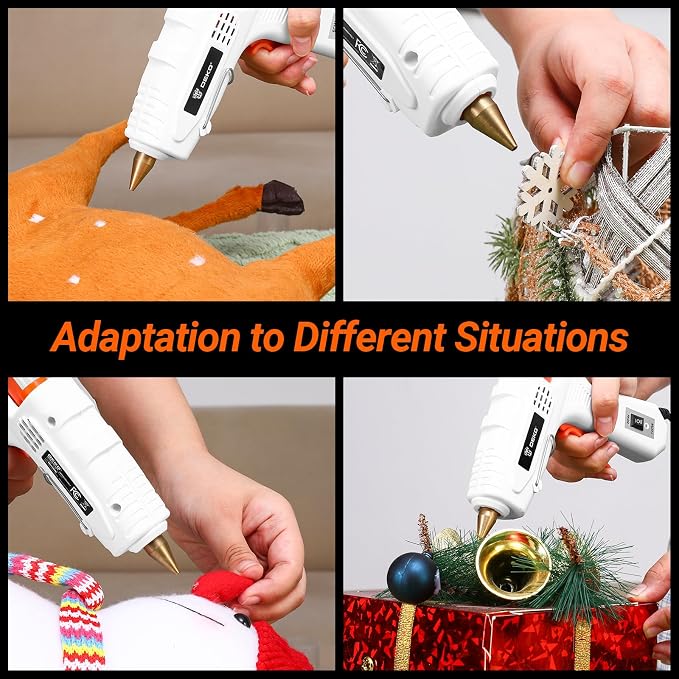 Hot Glue Gun Full Size: DEKOPRO 60/100Watt Dual Temp Hot Glue Gun Kit with 25 Glue Sticks, Organize Storage Case, Heavy Duty Heat Glue Gun Tool Set for Home Repair, Art & Crafts, DIY White