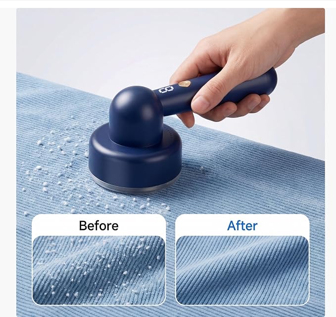 DBC Fabric Shaver & Lint Remover for Clothes, Sweaters & Furniture | 6-Leaf Blade, 3 Speeds, 2H Runtime, Portable Design Perfect for Travel, Includes 2 Extra Blades