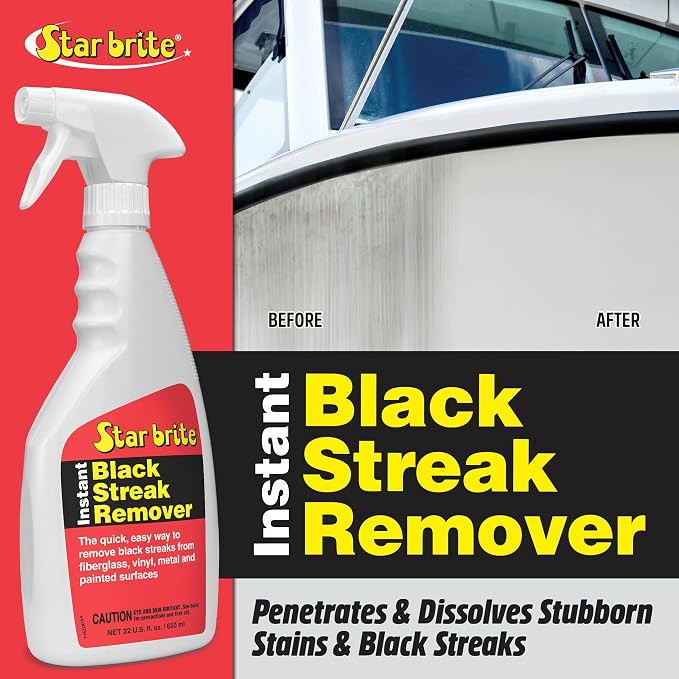 Star brite Instant Black Streak Remover - Dissolve Grease, Oil, Smoke & Exhaust Stains on Fiberglass, Vinyl, Metal, Plastic & Painted Surfaces - Spray On, Wipe Off