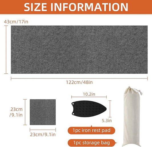 AiVeUao Wool Pressing Mat for Quilting(2 Pack) Includes 48" x17" and 9" x 9" mats, Portable Wool Ironing Mat, Quilting Ironing Pad for Quilter, Sewing, Quilting Supplies