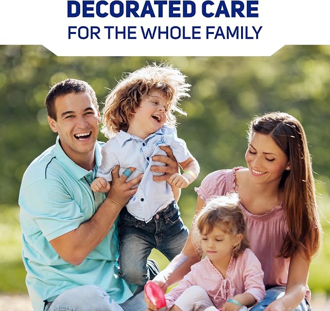 Care Science Color Splash Fabric Adhesive Bandages, Assorted Sizes, 102 ct | Flexible + Breathable Protection for First Aid and Wound Care.