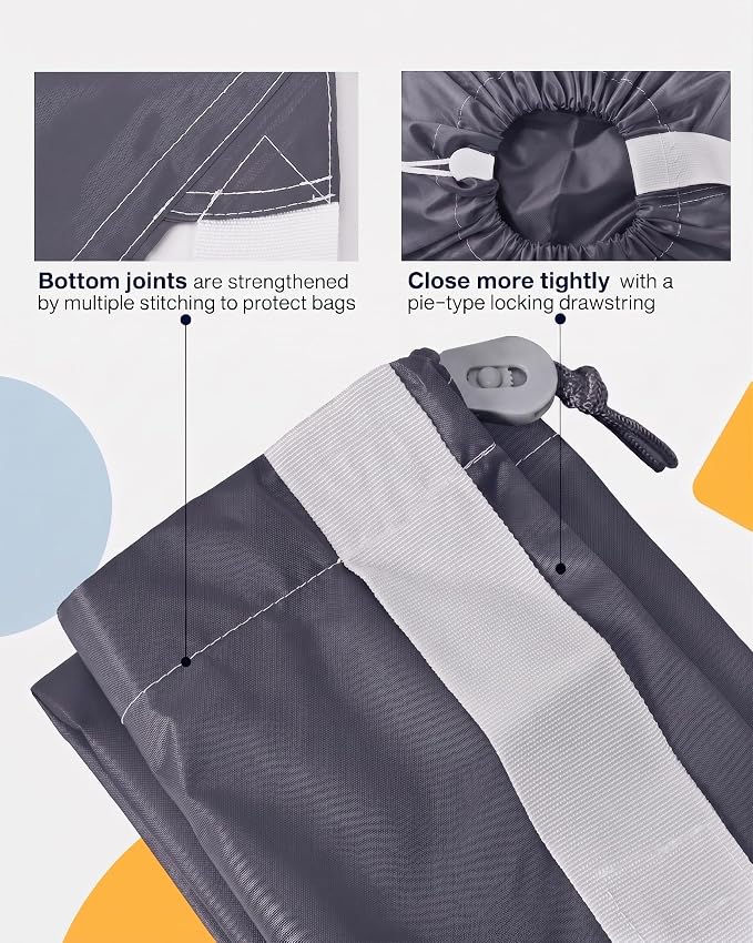 HOMEST 2pack XL Laundry Bag with Strap, Clothes Organizer for Dorm & Travel | Heavy-duty nylon material supports bulky garments and daily transport between baskets and storage areas, Grey & Sky Blue