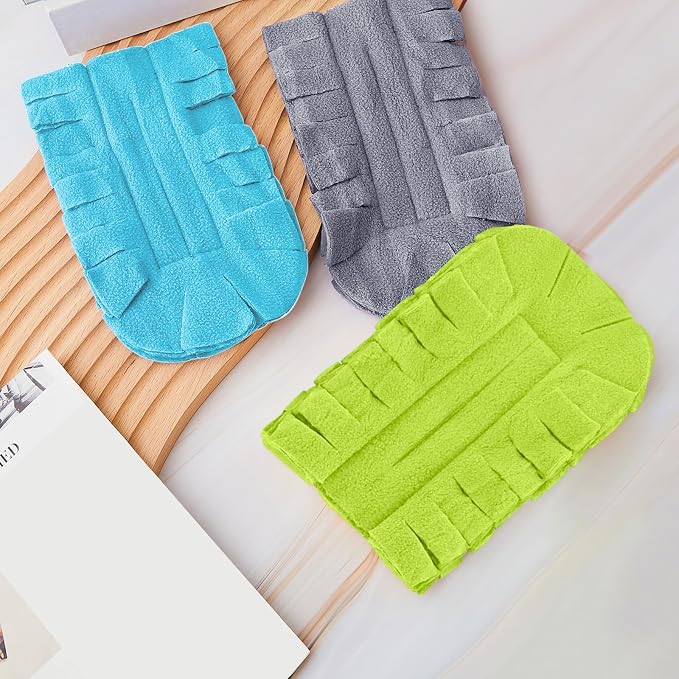 Zubebe 12 Pcs Duster Refill Reusable Fleece Duster Refills Feather Flat Dusters Multi Surface Washable Cleaning Pads Tools for Home, Blinds, Car, Pet, Furniture, Fans (Blue,Green,Grey)