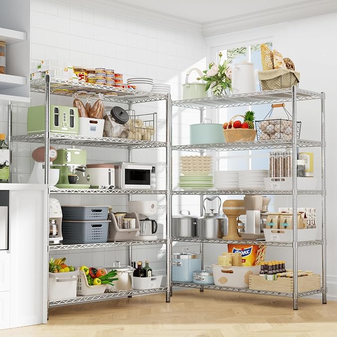 ROOMTEC 5-Tier Wire Shelving Unit,45" W*20" D*72" H,Max Load 2000LBS | Heavy Duty Garage Shelving, Adjustable Storage Shelves, Metal Shelf Rack for Kitchen, Laundry, Pantry, Warehouse, Basement