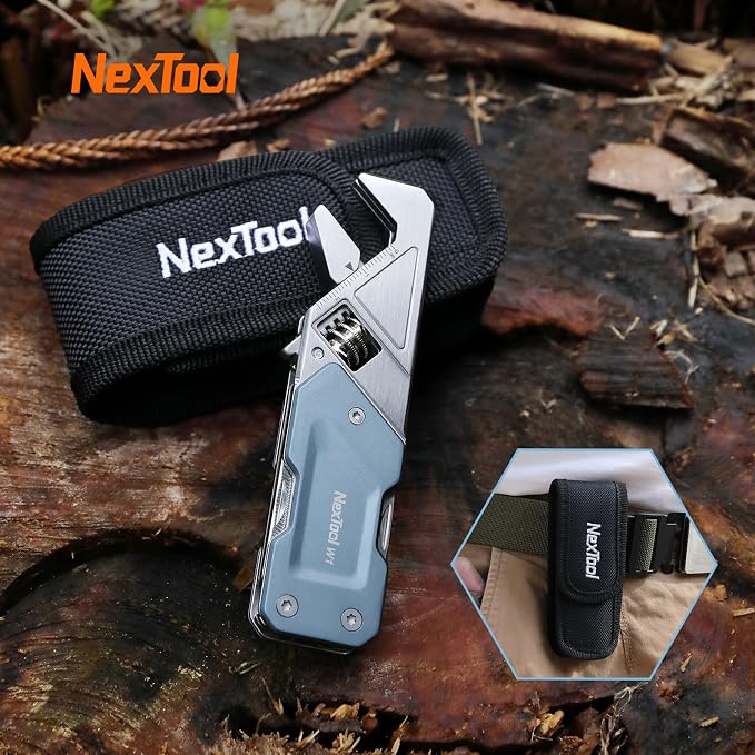 NexTool W1 Adjustable Wrench Multitool, 6-in-1 EDC Screwdriver Tool | Wide Jaw Opening, 9 pack bits set, Durable Stainless Steel, Portable with Nylon Sheath for Cycling, Outdoor, Repairs