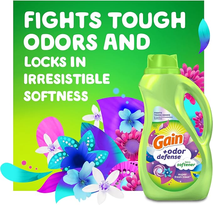 Gain Liquid Fabric Softener, Super Fresh Blast | 140 oz | 190 Loads | HE Compatible | Pack of 2