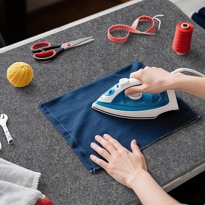 BREENHILL Wool Pressing Mat 19" x 26" – Extra Large Wool Ironing Mat for Sewing Tables & Craft Rooms, 1/2" Thick Heat Reflective Wool Pad(Dark Gray)