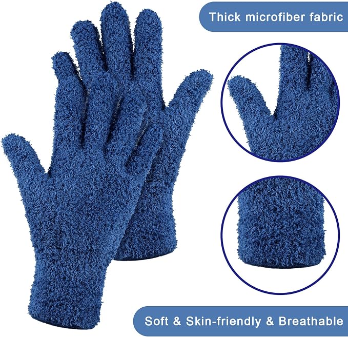Patelai 3 Pairs Microfiber Plant Dusting Gloves Leaf Cleaning Gloves for Indoor Plants, Blinds, Furniture, House (Black,Navy,Yellow,Small)