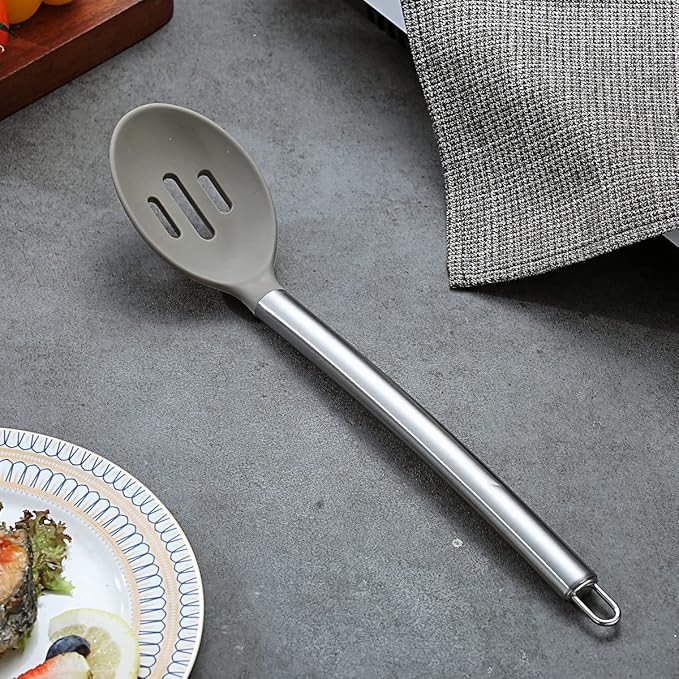 Berglander Cooking Spoon, Non-stick Silicone Slotted, Basting Spoon For Cooking, Kitchen Serving Dishwasher Safe, Easy to Clean