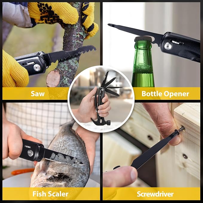 Gifts for Men 12 in 1 Hammer Multitool, Anniversary Birthday Dad Gift Tools | Multitool Hammer Tool, Gifts for Men Dad Husband Him Grandpa, Camping Essentials Cool Gadgets, Christmas Stocking Stuffers