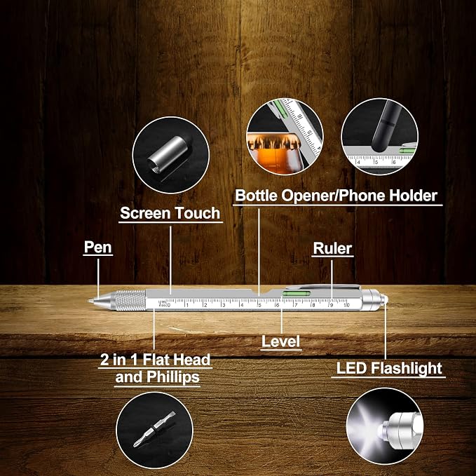 Gifts for Men 9 in 1 Multitool Pen Stocking Stuffers for Men Adults | Birthday Gifts for Mens Dad, 9-1 Multi Tool Pen, Mens Gift for Him Husband, Anniversary Christmas Gift for Him, Cool Gadgets
