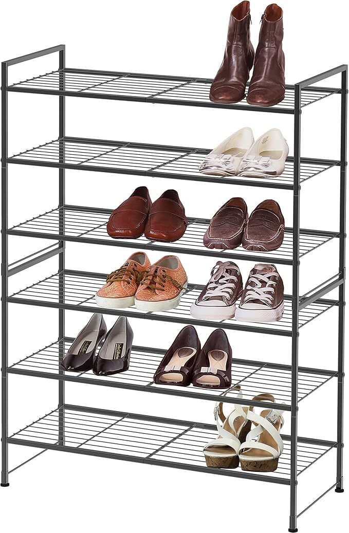 Simple Houseware 3-Tier Stackable Wired Grid Shoe Rack, Black | 9 Pairs of Shoes Storage Organizer for Closet, Entryway, Garage & Corridor