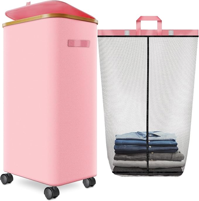 Laundry Hamper with Wheels, 75L Rolling Laundry Basket with Lid | Clothes Hampers for Laundry with Inner Bag, Dirty Clothes Hamper for Bedroom, Dorm, Bathroom, Laundry Room