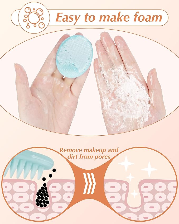 Face Scrubber, 8 PCS Silicone Face Scrubber Exfoliator for Women, Face Cleansing Brush Blackhead Acne Pore Pad for Deep Cleaning Skin Care