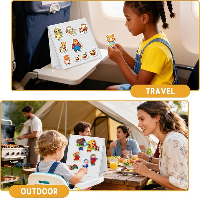 AKAYOK Foldable Felt Board - Double-Sided Flannel Story Board for Preschool Learning, Interactive Storytelling & Play | 13" x 12" Portable Felt Play Board for Home & Classroom Use（White）