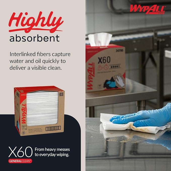 WypAll GeneralClean X60 Multi-Task Cleaning Cloths, 6 x 150 Towels (34900)
