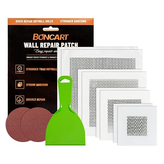 Boncart Self-Adhesive Drywall Repair Patch Kit, 2, 4, 6, 8 Inch | Multiple Sizes Self Adhesive Repair Patch For Quick Repair Of Large Holes. Mesh Patch Included