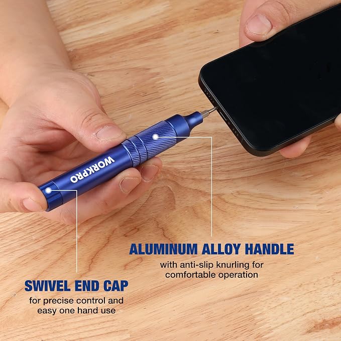 WORKPRO 24 in 1 Multi Bit Mini Screwdriver Set Magnetic, Blue | Manual Pen Screwdrivers, Tough S2 Steel Small Screwdriver Bits for Eyeglass, Watch, Laptop, Phone, Jewelry and Electronic