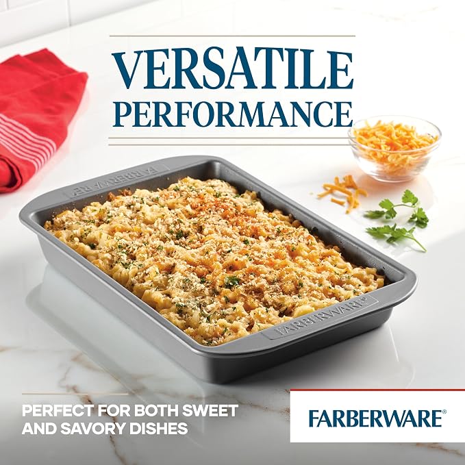Farberware Nonstick Bakeware 9x13 Baking Pan, Rectangular Cake Pan, Gray