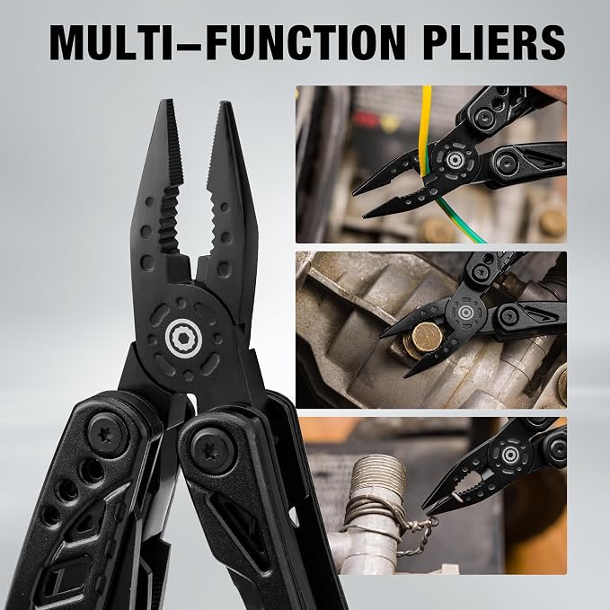 DURATECH 11-In-1 Multitool Knife, Multi Tool Pocket Knife, EDC Multi-Tool | Gift for Men, Stainless Steel, Large Blade, Pliers, Screwdrivers, Saw, Oxford Sheath, For Outdoor, Camping, Survival