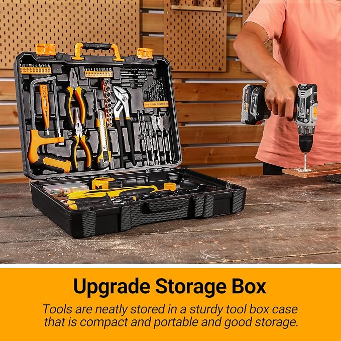 Cordless Drill Tool Kit Set: 20V Power Drill Tool Box with Battery Electric Drill Driver for Men Home Hand Repair Basic Toolbox Tools Sets Drills Case