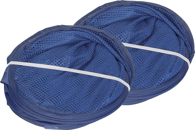 Simple Houseware Mesh Pop-Up Laundry Hamper with Side Pocket, 2 Pack | Dark Blue