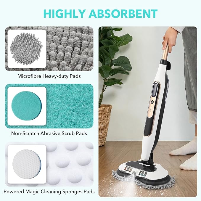 Frescares 6 Packs Steam&Scrub Mop Pads Replacement Power Pads Compatible with Shark,S8201 S8001 S7001 S7201 S7000AMZ S7000 S7005 S7020 S7001C Dirt Grip Scrub Adsorb Washable Pad