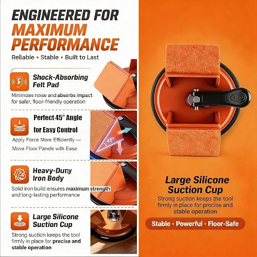 Floor Gap Fixer Tool Kit 45° Suction Cup Laminate Floor Repair Set | 45° angled design improves control and accuracy; strong suction cup grip closes gaps on laminate, vinyl & wood floors