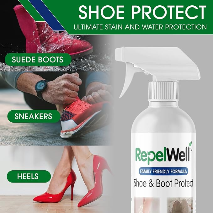Non Toxic Shoe & Boot Protector Spray, Water & Stain Repellent, 12 oz | Helps repel water, mud, salt, dirt and everyday stains from shoes and boots.