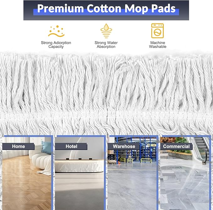 CLDREAM 24" Commercial Dust Mop for Floor Cleaning with 2 Mop Head, Large Industrial Push Broom Mops with 60" Long Handle,Wet Dry Floor Duster for Concrete Hardwood Tiles Marble Floors